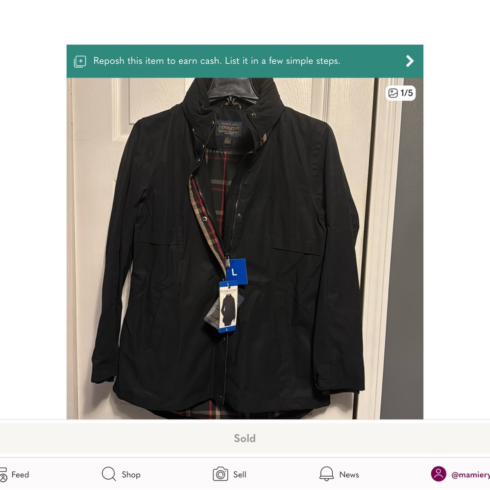 Pendleton Fur Trim Parka Winter Coat Removable Hood Size Large Jacket